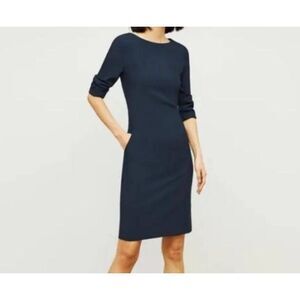 MM. LaFleur Navy Blue Midi Sheath Dress